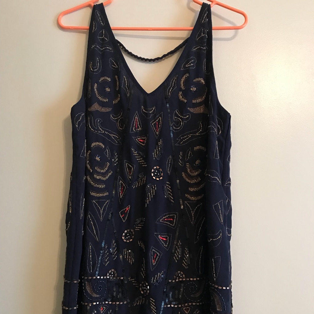 Free People Sequin Navy Dress